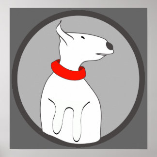 BULL TERRIER RED COLLAR PUPPY POSTER