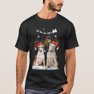 Bull Terrier Reindeer Santa Hat Xmas Lights Christ T-Shirt