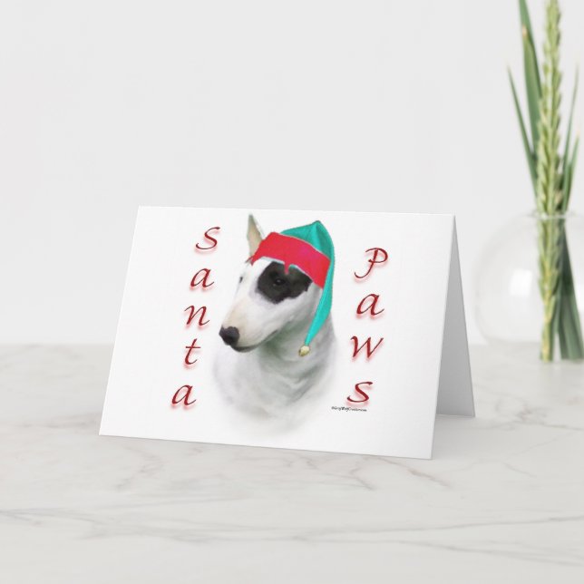 Bull Terrier Santa Paws Holiday Card (Front)