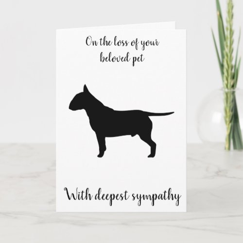 Bull terrier silhouette custom pet sympathy card
