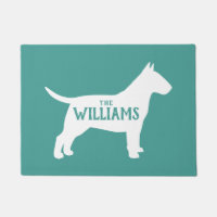 Bull Terrier Silhouette Teal and White Custom