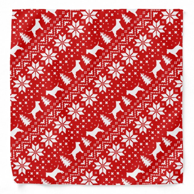 Bull Terrier Silhouettes Christmas Pattern Red Bandana (Front)