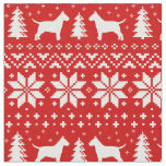 Bull Terrier Silhouettes Christmas Red and White Fabric
