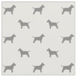Bull Terrier Silhouettes Pattern Grey and White Fabric