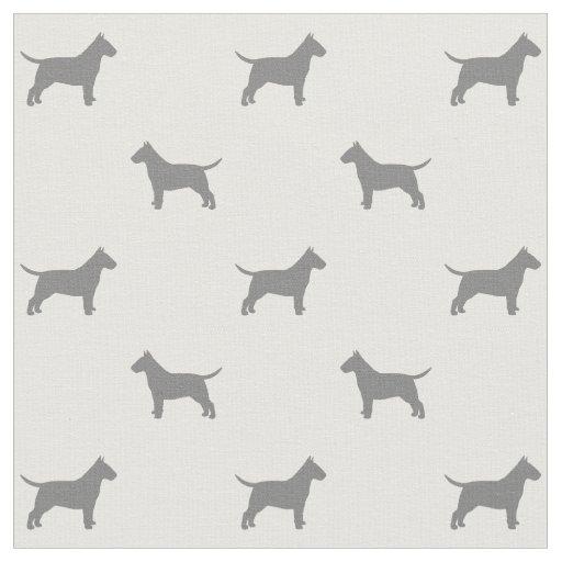 Bull Terrier Silhouettes Pattern Grey and White Fabric