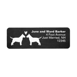 Bull Terrier Silhouettes with Heart Return Address Label