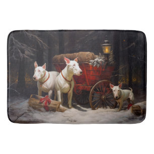 Bull Terrier Snowy Sleigh Christmas Decor Bath Mat
