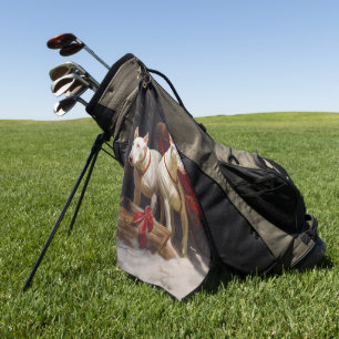 Bull Terrier Snowy Sleigh Christmas Decor Golf Towel