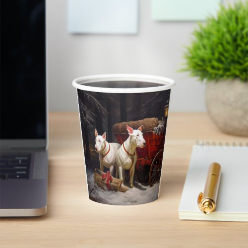 Bull Terrier Snowy Sleigh Christmas Decor  Paper Cups
