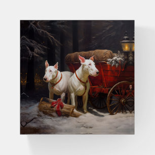 Bull Terrier Snowy Sleigh Christmas Decor Paperweight