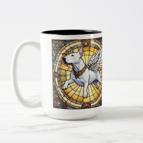 Bull Terrier Stained Glass Angel  Smoking Jacket Two_Tone Coffee Mug
