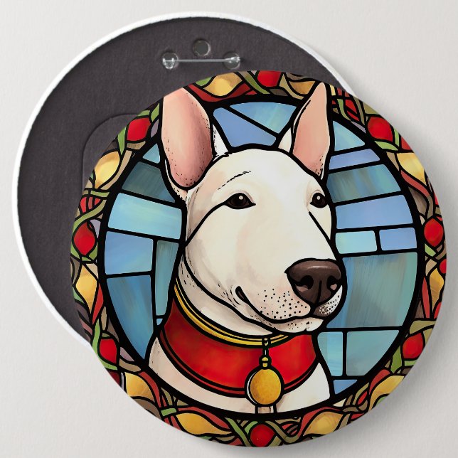 Bull Terrier Stained Glass Christmas Button (Front & Back)