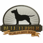 Bull Terrier Statuette<br><div class="desc">The Bull Terrier's most recognizable feature is its head, described as 'egg shaped' when viewed from the front, almost flat at the top, with a Roman muzzle sloping evenly down to the end of the nose with no stop. The unique triangle-shaped eyes are small, dark, and deep-set. The body is...</div>