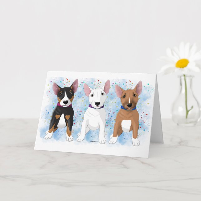 Bull Terrier Trio Card (Small Plant)