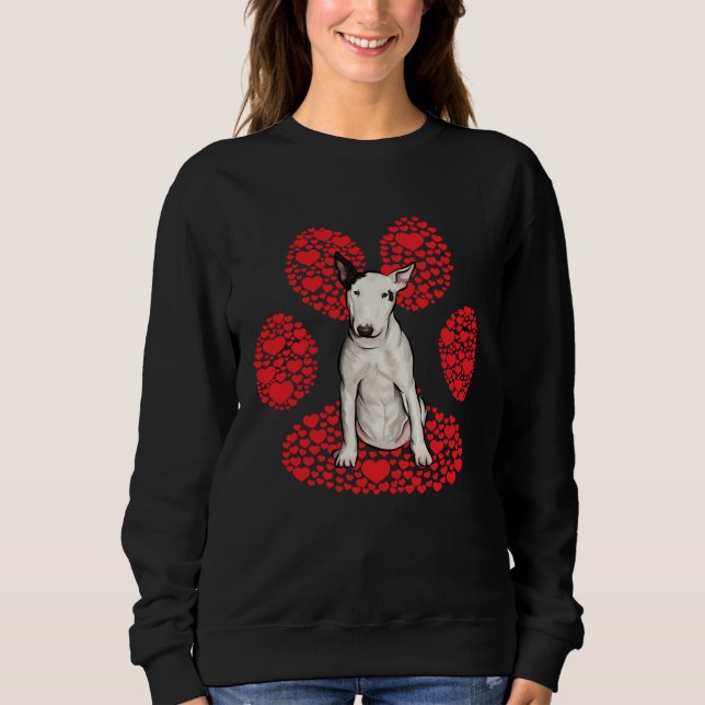 Bull Terrier Valentines Day Dog Love Paw Sweatshirt (Front)