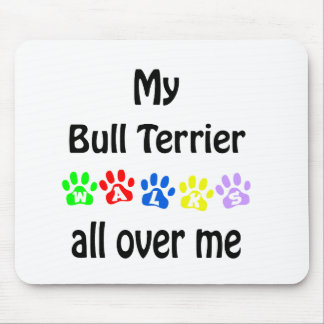 Bull Terrier Walks Design Mouse Pad