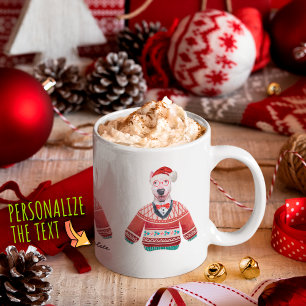 Bull Terrier Wearing Ugly Sweater Xmas Dog Lover Coffee Mug