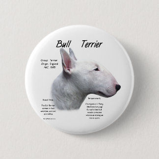 Bull Terrier (wht) History Design Pinback Button
