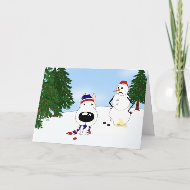 Bull Terrier Winter Scene Holiday Card (Front)