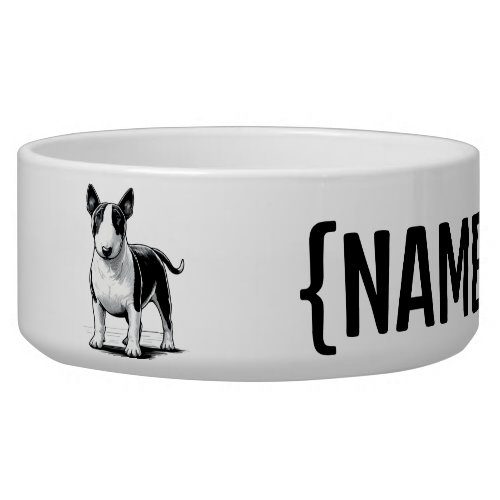 Bull Terrier with NAME Bowls