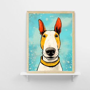 Bull Terrier with Yellow Collar Colorful Dog Poster