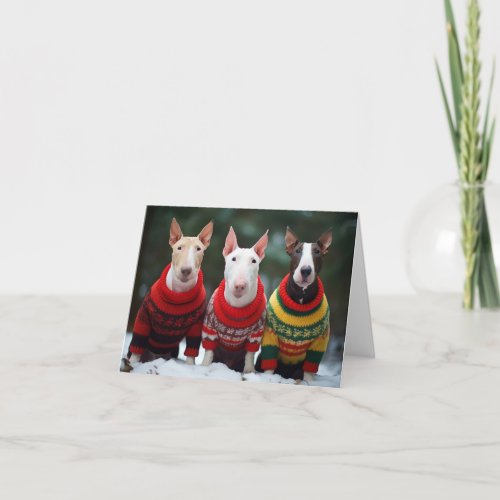 Bull Terriers Christmas Card