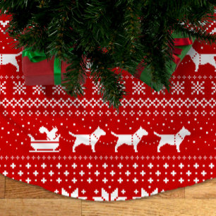 Bull Terriers Christmas Dogs Sleigh Ride Holiday Brushed Polyester Tree Skirt