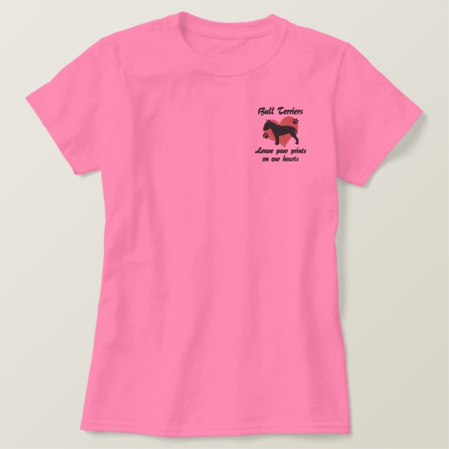 Bull Terriers Leave Paw Prints Embroidered Shirt (Design Front)