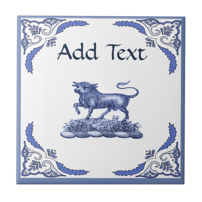 Bull  Tile, Dutch Look, Personalize Tile (Front)