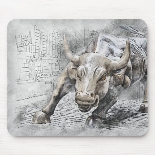 Bull Toro Market Mercado Stock Money Dinero Gold Mouse Pad