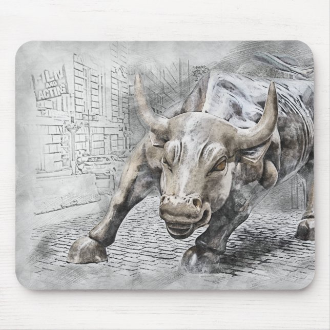 Bull Toro Market Mercado Stock Money Dinero Gold Mouse Pad (Front)