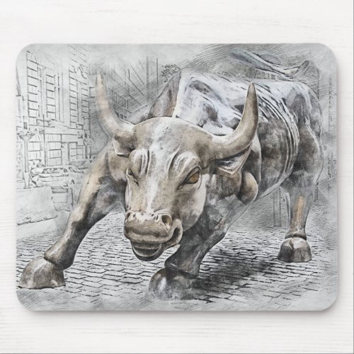 Bull Toro Market Mercado Stock Money Dinero Gold Mouse Pad