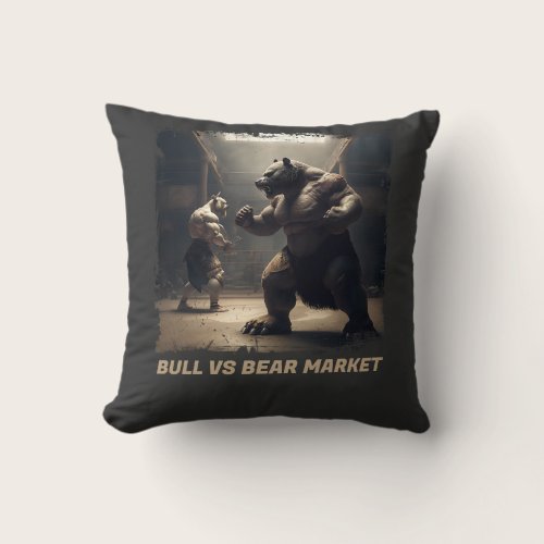 Bull Vs Bear Market in Dojo Throw Pillow