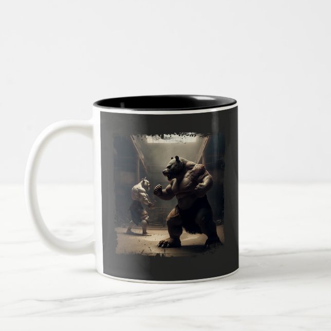 Bull Vs Bear Market in Dojo Two-Tone Coffee Mug (Left)