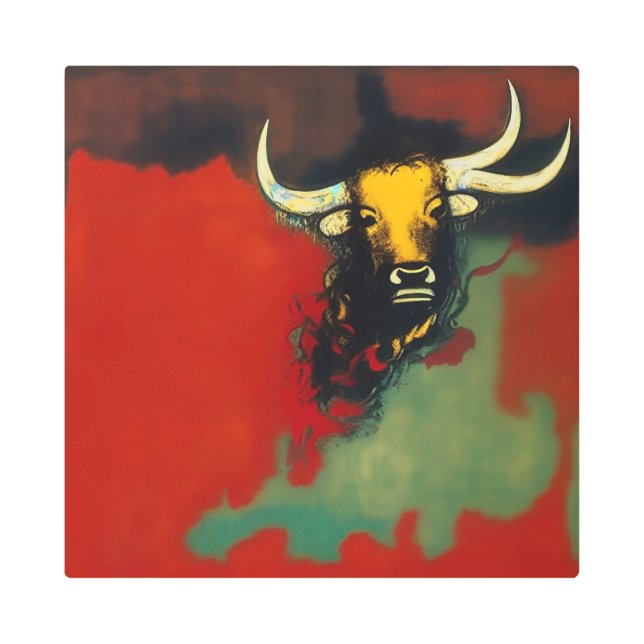 Bull with 3 horns metal print (Front)
