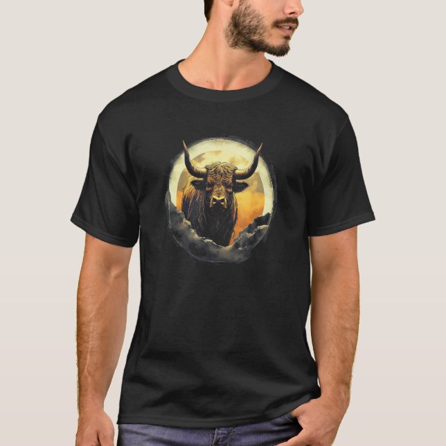 Bull With Full Moon - Full Moon Bull T-Shirt (Front)