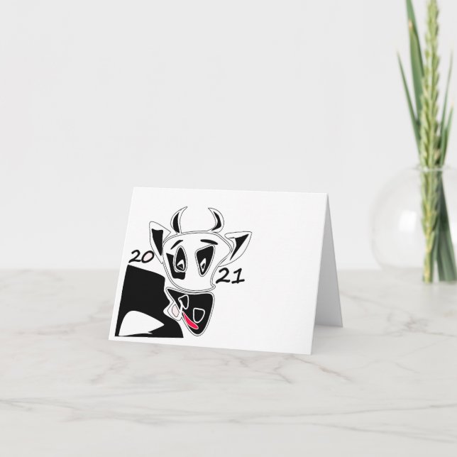 Bull, year of the bull, 2021, funny bull note card (Front)