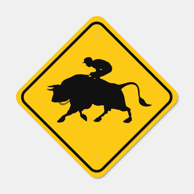 Bullback Rider Crossing Metal Sign (Front)