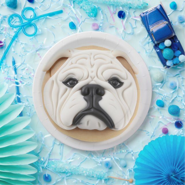 Bulldog 3D Inspired Paper Plates (Party)