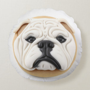 Bulldog 3D Inspired Round Pillow