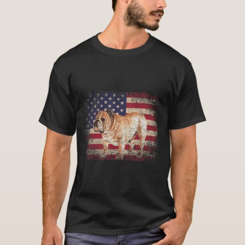 Bulldog 4th Of July Gift American Flag Usa _ Dog  T_Shirt