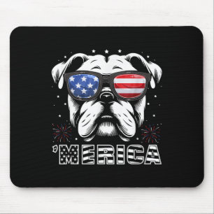 Bulldog 4th Of July Merica Patriotic Dog Tee Mouse Pad