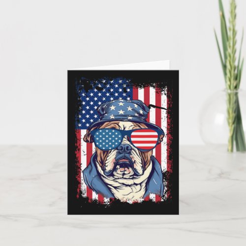 Bulldog 4th Of July Patriotic Dog American Flag Us Card