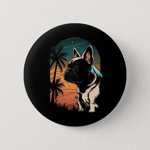 Bulldog 80s Sunset Vintage Retro Style 1  Button