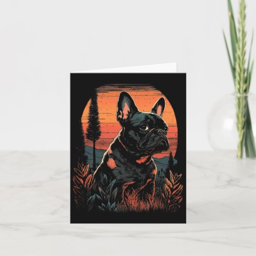 Bulldog 80s Sunset Vintage Retro Style 2  Card