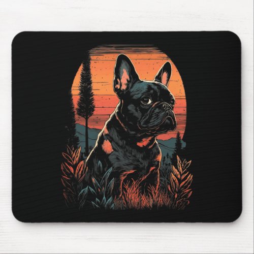 Bulldog 80s Sunset Vintage Retro Style 2  Mouse Pad