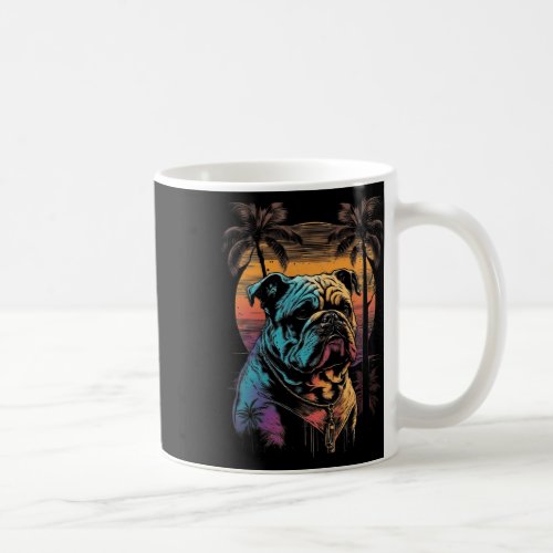 Bulldog 80s Sunset Vintage Retro Style  Coffee Mug