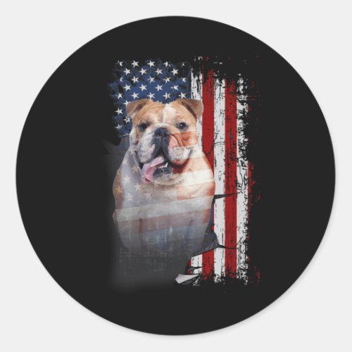 Bulldog America Flags  Classic Round Sticker