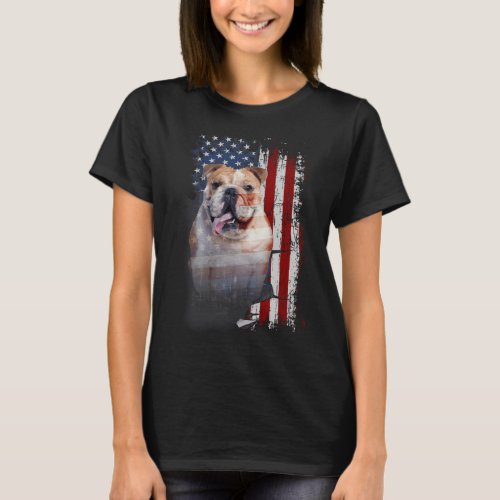 Bulldog America Flags  T_Shirt