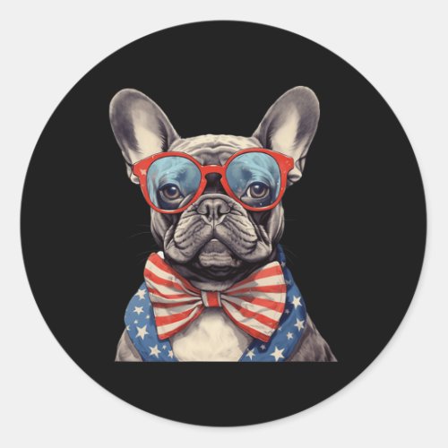 Bulldog America Patriotic Lover French Bulldog  Classic Round Sticker